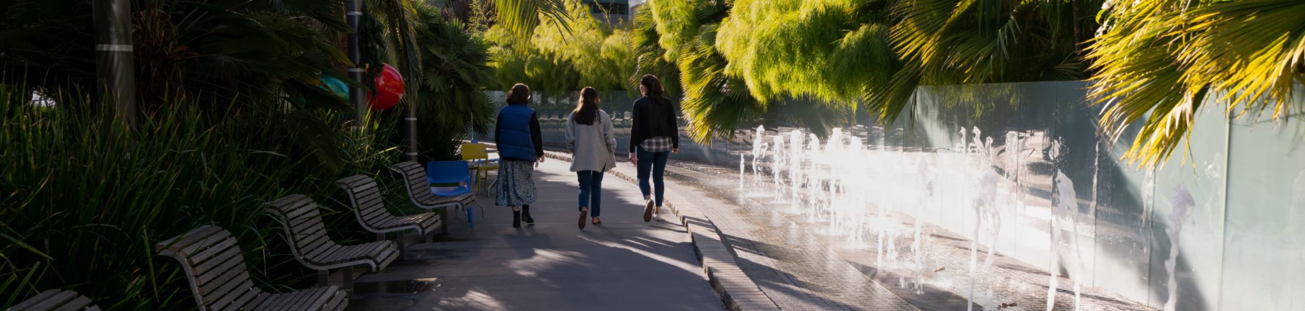 People walking in a neighborhood park